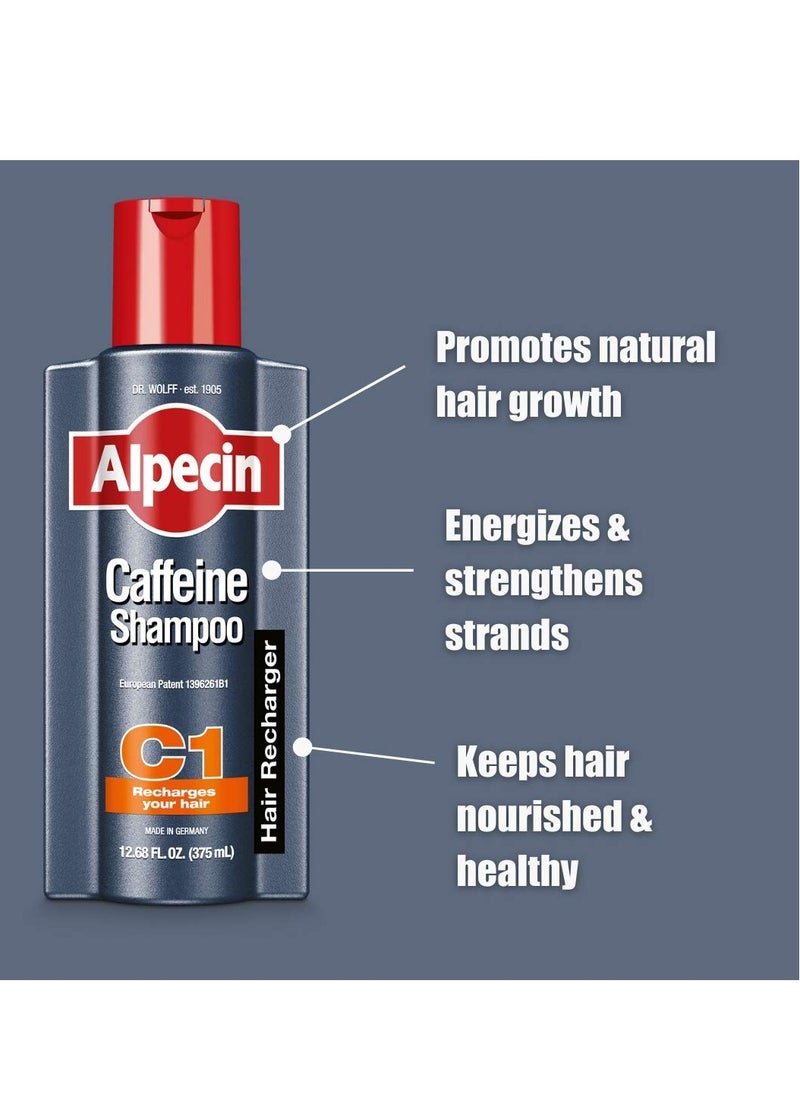 Alpecin C1 Caffeine Shampoo 12.68 fl oz, Promote Natural Hair Growth and Thickness, Energizes Hair and Scalp, Leaves Hair Feeling Stronger