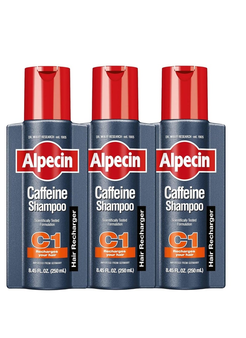 Alpecin C1 Caffeine Shampoo, 8.45 fl oz (Pack of 3), Caffeine Shampoo Cleanses the Scalp to Promote Natural Hair Growth, Leaves Hair Feeling Thicker and Stronger