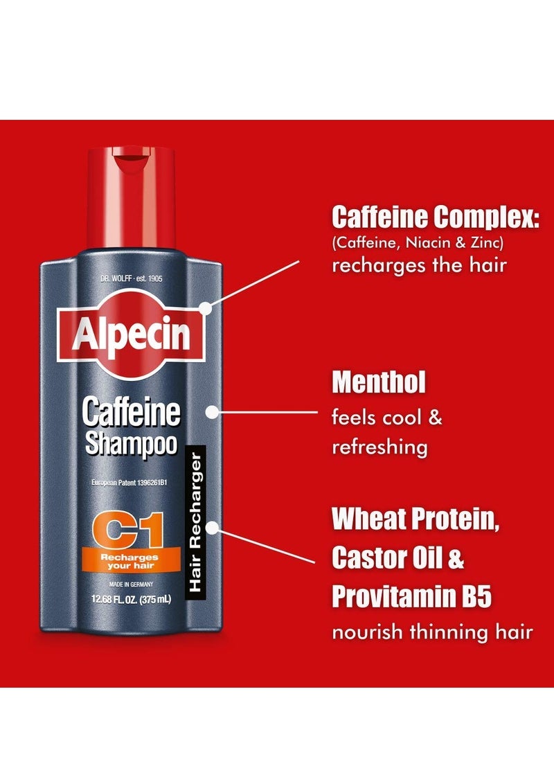 Alpecin C1 Caffeine Shampoo, 8.45 fl oz (Pack of 3), Caffeine Shampoo Cleanses the Scalp to Promote Natural Hair Growth, Leaves Hair Feeling Thicker and Stronger