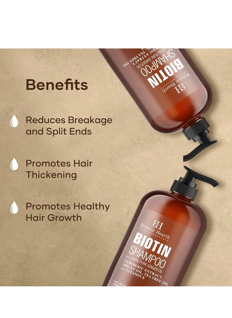 BOTANIC HEARTH Biotin Shampoo - 16 fl oz - Promotes Thicker, Fuller Hair - Hydrating & Nourishing Formula for Stronger Hair Growth - Sulfate-Free, Paraben-Free, Safe for All Hair Types