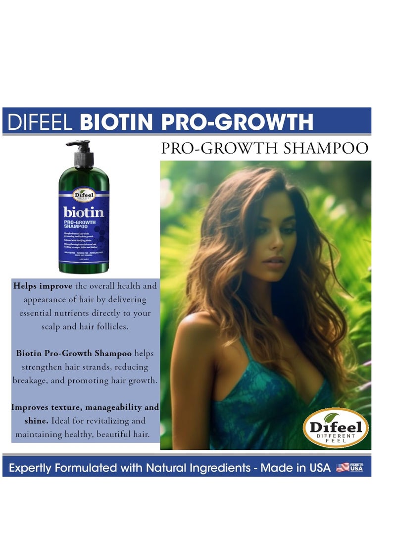 Difeel Pro-Growth Biotin Shampoo 33.8 oz. - Shampoo for Thinning Hair and Hair Loss, Paraben Free Shampoo with Biotin for Hair Growth