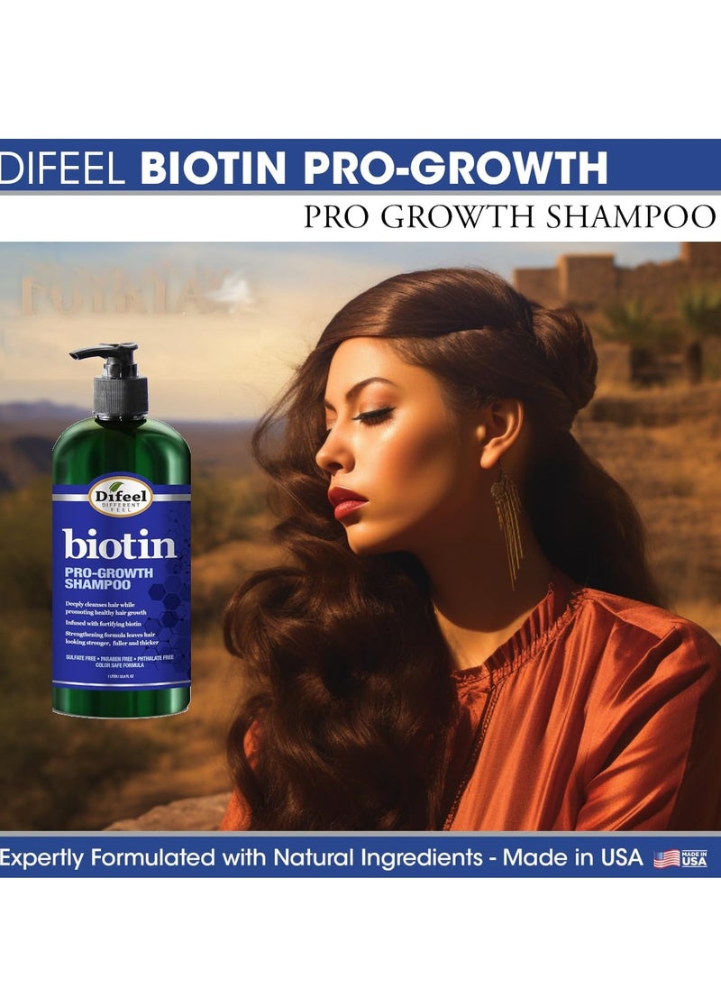 Difeel Pro-Growth Biotin Shampoo 33.8 oz. - Shampoo for Thinning Hair and Hair Loss, Paraben Free Shampoo with Biotin for Hair Growth