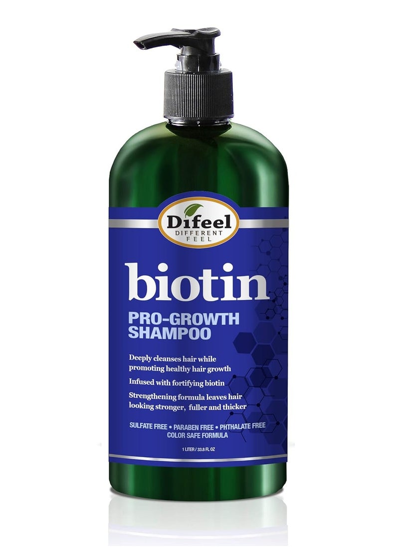 Difeel Pro-Growth Biotin Shampoo 33.8 oz. - Shampoo for Thinning Hair and Hair Loss, Paraben Free Shampoo with Biotin for Hair Growth