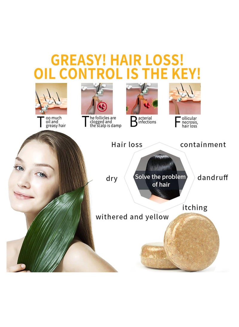 3PCS Ginger Hair Regrowth Shampoo Bar, Anti-Hair Loss Natural Organic , Promotes Growth, Anti-dandruff and Anti-itching, for All Hair Types-60g/1pcs