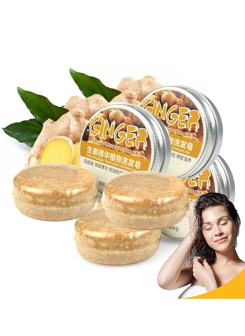 3PCS Ginger Hair Regrowth Shampoo Bar, Anti-Hair Loss Natural Organic , Promotes Growth, Anti-dandruff and Anti-itching, for All Hair Types-60g/1pcs