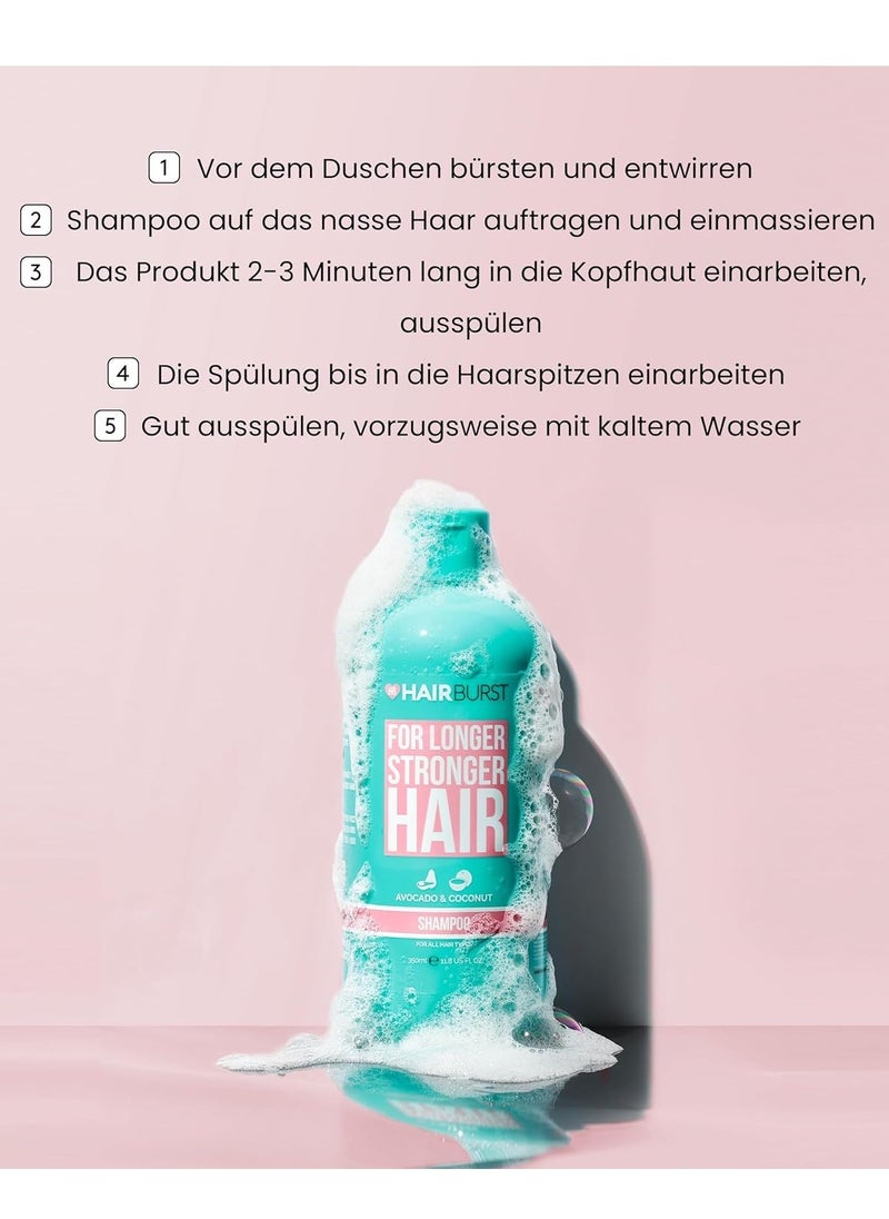 HAIRBURST Hair Growth Shampoo For Woman - Reduces Hair Loss - Strengthens Existing Hair Growth - Contains No SLS and Parabens - Scented Coconut and Avocado Aroma - New Bigger Bottles 350ml