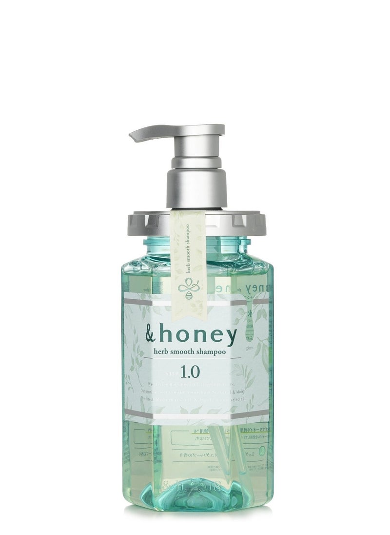 &Honey Herb Smooth Hair Shampoo Step 1.0 440ml for Extract For Beautiful Hair & Healthier Scalp, Soft & Light Care Made in Japan