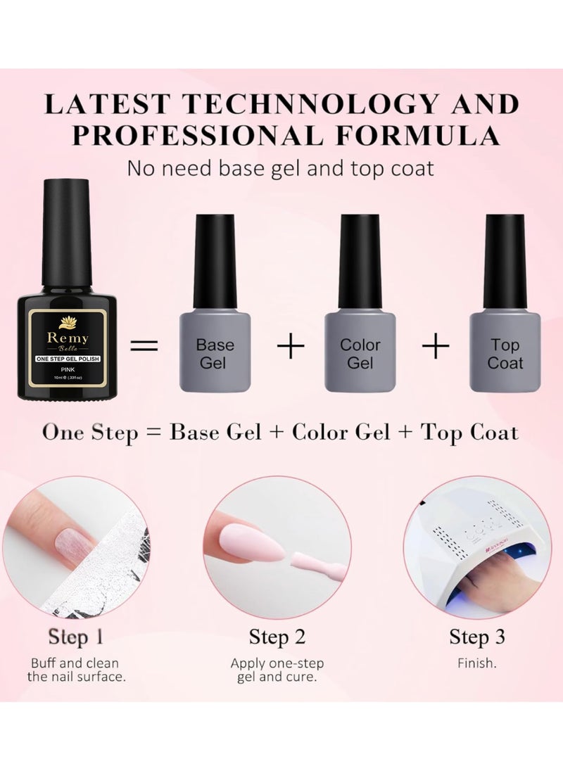 Remy Belle One Step Gel Set 3x10 ml, Gel Polish Top Base Coat 3 in 1, Soak Off LED UV Gel Polish