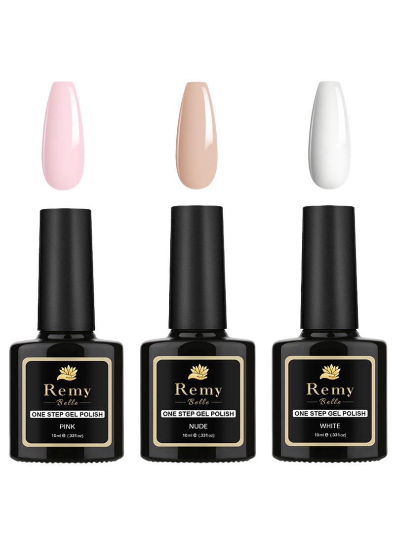Remy Belle One Step Gel Set 3x10 ml, Gel Polish Top Base Coat 3 in 1, Soak Off LED UV Gel Polish