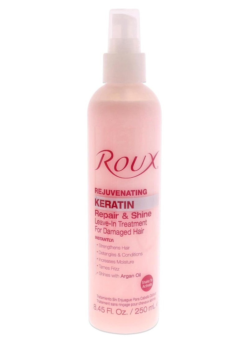 Roux Argan Oil Keratin Repair & Shine Leave in Treatment, Rejuvinating Formula for Damaged Hair, 8.45 Fl Oz