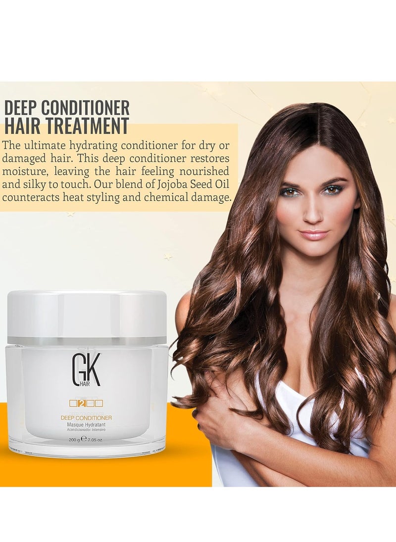 GK HAIR Global Keratin Deep Conditioner Masque (7.05 Fl Oz/200 g) Intense Hydrating Repair Treatment Mask for Dry Damaged Color Treated Frizzy Hair Restoration Formula with JOJOBA Seed Oils