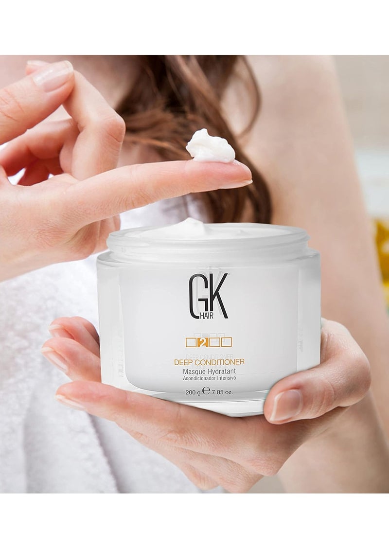 GK HAIR Global Keratin Deep Conditioner Masque (7.05 Fl Oz/200 g) Intense Hydrating Repair Treatment Mask for Dry Damaged Color Treated Frizzy Hair Restoration Formula with JOJOBA Seed Oils