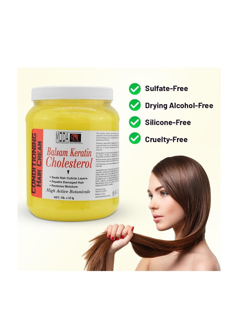 MODA - Cholesterol Deep Conditioning Hair Cream with Keratin, Panthenol, Collagen Amino Acids, Jojoba Oil, and Vitamin E – 64 Oz