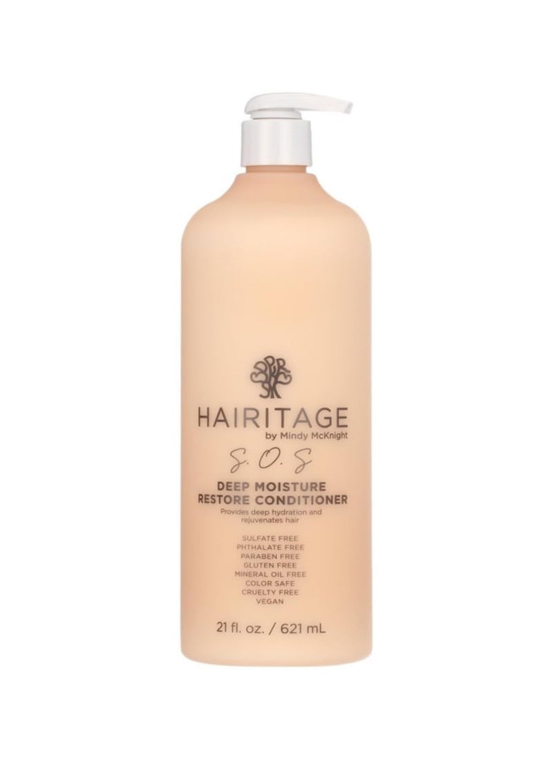 Hairitage Deep Moisture & Restore Deep Conditioner with Safflower Oil for Dry, Thick Hair - Hydrating - for Coily + Curly + Wavy Hair Types - Vegan for Women + Men, 21 fl. oz.