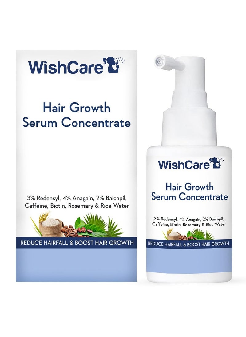 WishCare Hair Growth Serum Concentrate - 3% Redensyl, 4% Anagain, 2% Baicapil, Caffeine, Biotin & Rice Water - Rosemary Hair Serum for Hair Fall Control & Hair Growth 30ml