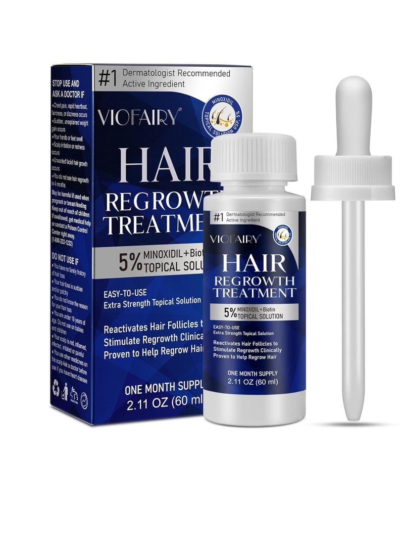 5% Minoxidil for Men and Women, Hair Regrowth Treatment for Thinning Hair and Hair Loss, Topical Solution - 1 Months Supply - Dermatologist recommended (Pack of 1)