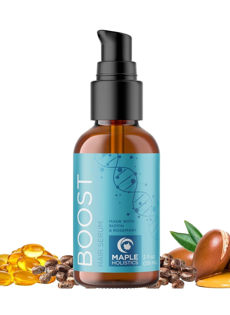 Biotin Hair Growth Serum - Rosemary Hair Thickening Serum with Peppermint Caffeine and Black Castor Oil for Hair Growth - Volumizing Hair Serum for Hair Growth for Men & Women - Vegan & Cruelty Free