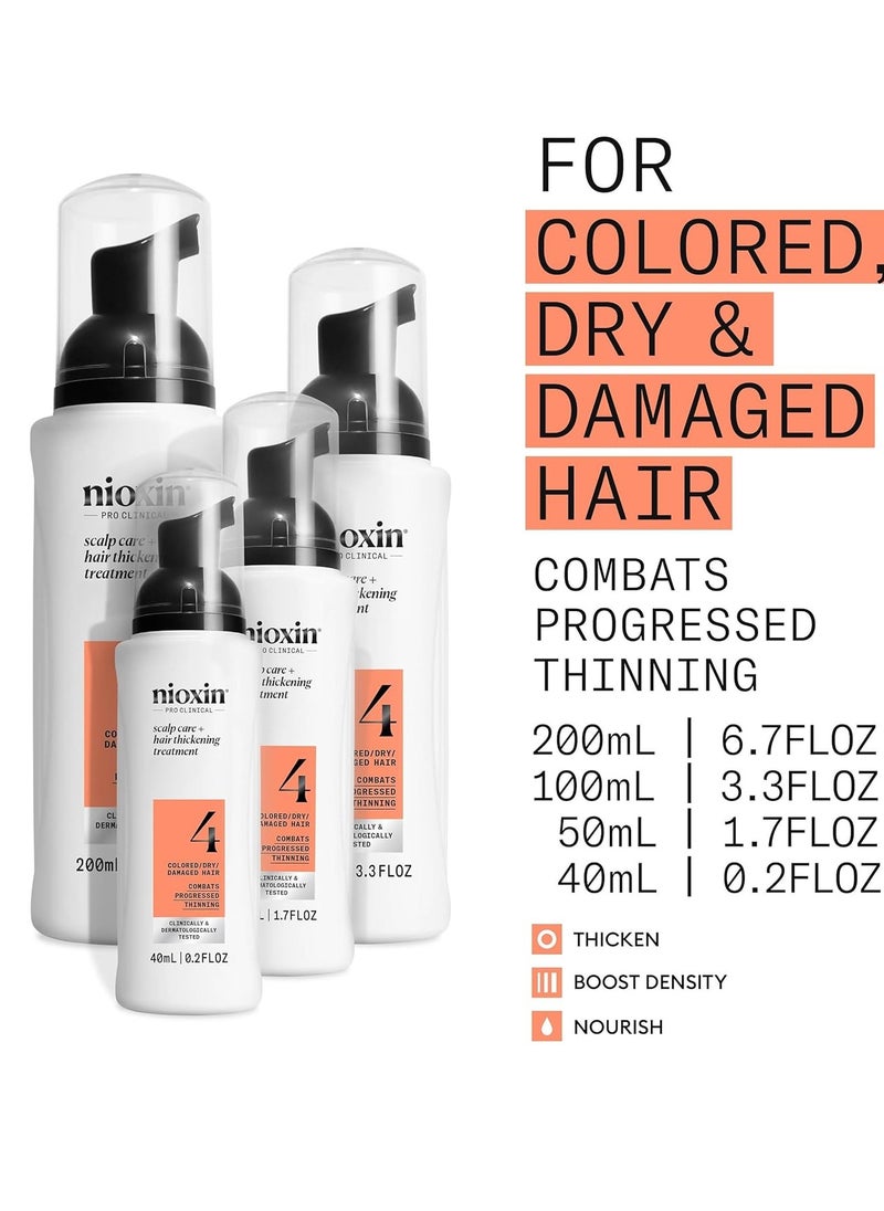 Nioxin System 4 Scalp + Hair Thickening Treatment | Serum for Colored or Damaged Hair with Progressed Thinning