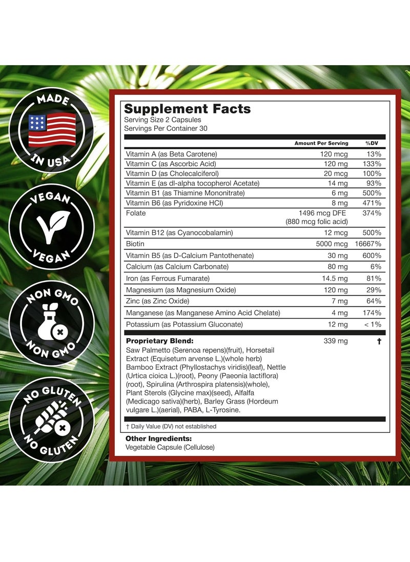 DHT Blocker Hair Growth Supplement - High Potency Biotin & Saw Palmetto for Hair Regrowth - Natural Hair Loss Treatments for Women & Men - Helps Stimulate Hair Follicle Growth