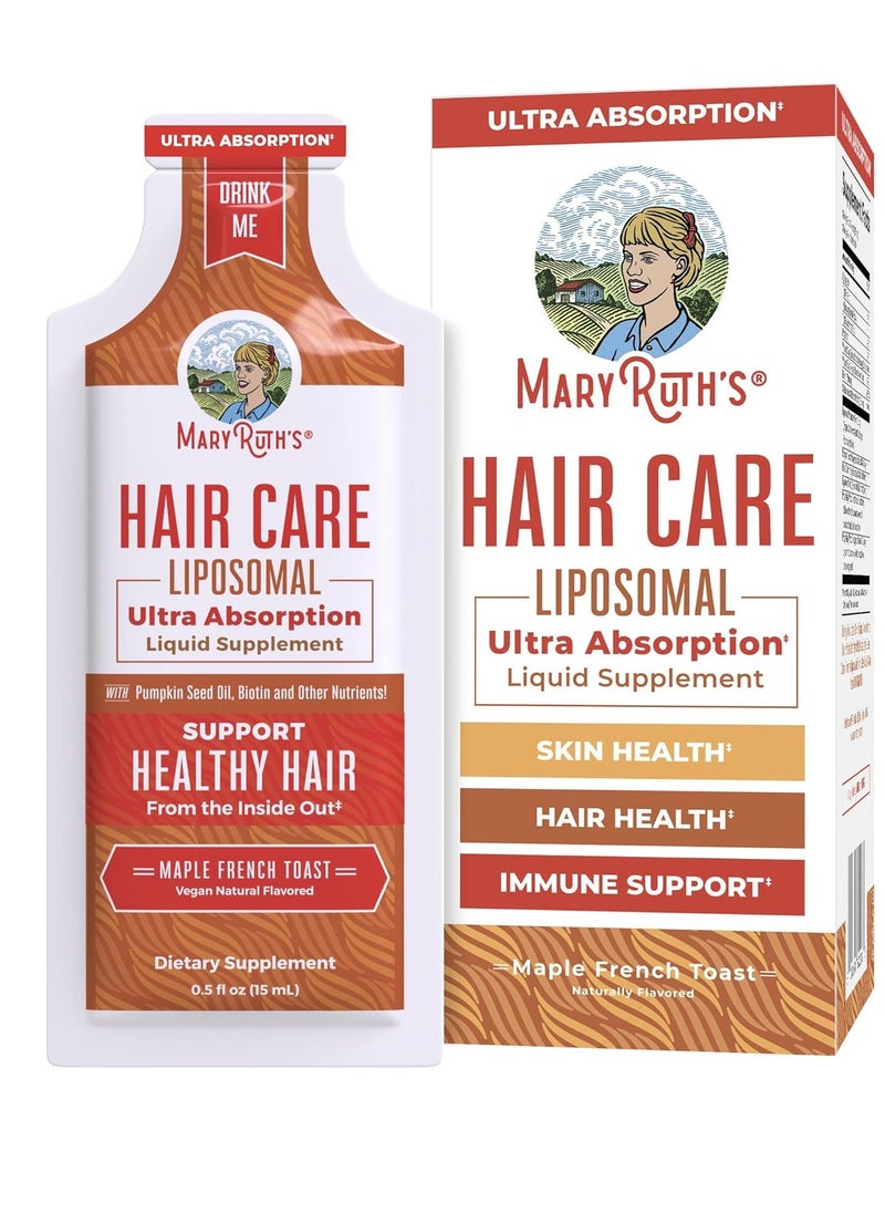 MaryRuth Organics Hair Growth Vitamins, Sugar & Gluten Free, Liquid Hair Vitamins with Vitamin D3, Vitamin E Biotin Hyaluronic Acid, Selenium for Hair & Skin Care Vegan, Non-GMO, 14-0.5 Fl Oz Pouches