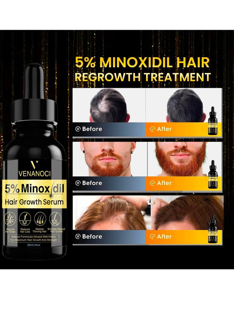 5% Minoxidil for Men Hair Growth Oil: Hair Regrowth Treatment for Scalp Hair Loss & Beard - Hair Growth Serum for Thicker, Longer, Fuller, Healthier Hair