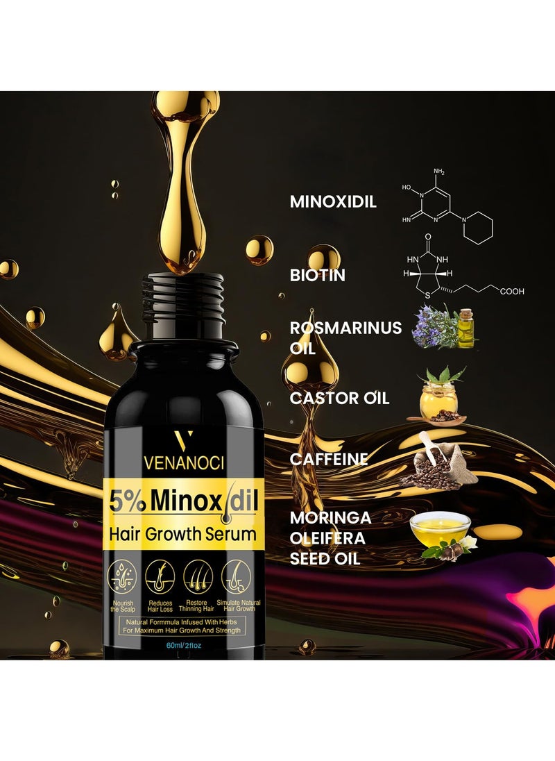 5% Minoxidil for Men Hair Growth Oil: Hair Regrowth Treatment for Scalp Hair Loss & Beard - Hair Growth Serum for Thicker, Longer, Fuller, Healthier Hair