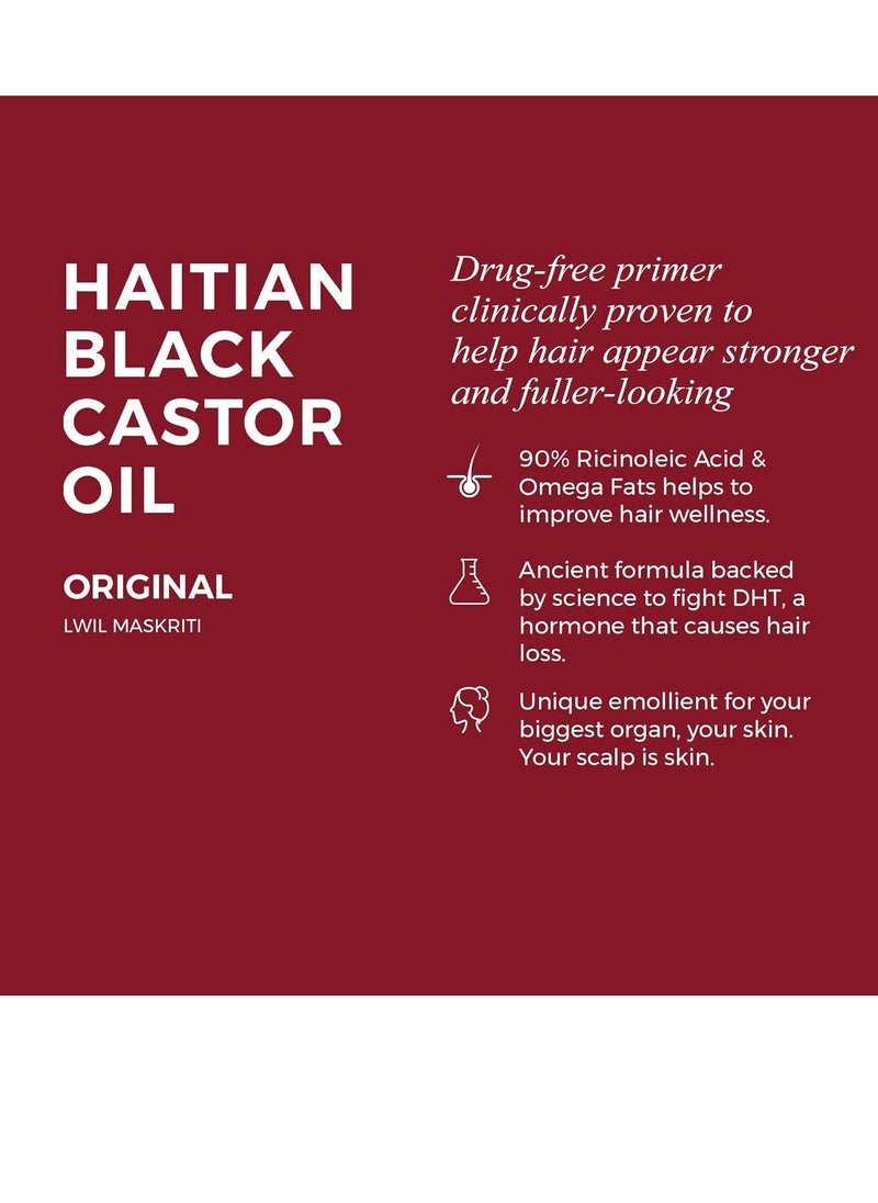 Kreyol Essence - Haitian Black Castor Oil for Skin and Hair, Glass Bottle - Hair Growth, Organic, Hexane Free, Natural Humectant