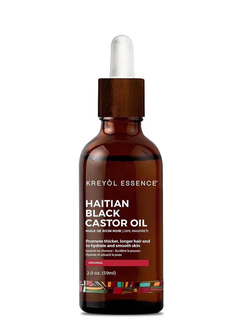 Kreyol Essence - Haitian Black Castor Oil for Skin and Hair, Glass Bottle - Hair Growth, Organic, Hexane Free, Natural Humectant