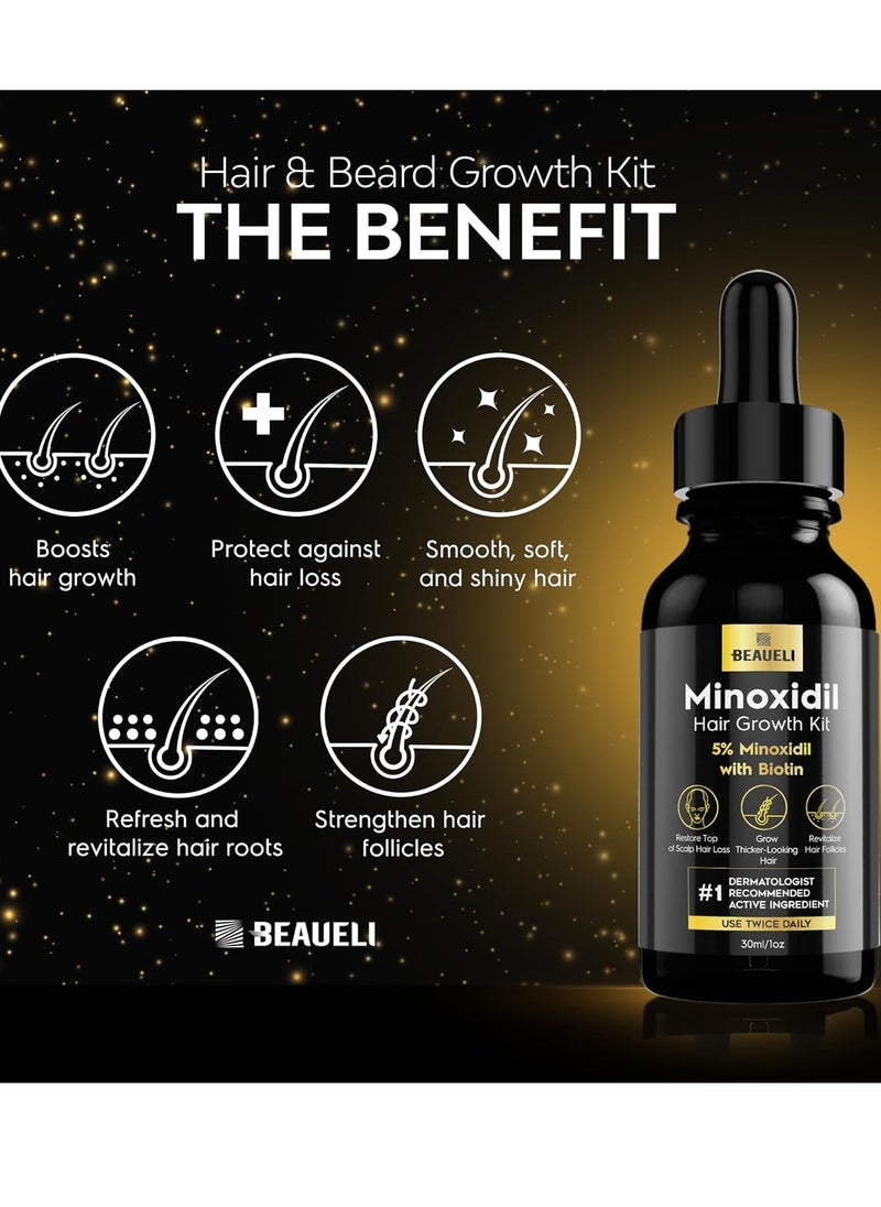 Minoxidil for Men Beard Growth Kit, Minoxidil for Women Hair Growth Kit, Hair Loss Treatments for Women Hair Regrowth Treatment, Minoxidil 5%, Black