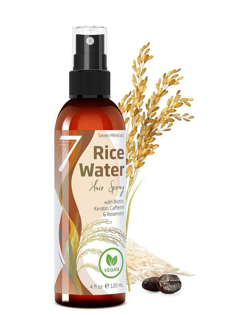 NEW Fermented Rice Water for Hair Growth - Infused with Rosemary, Biotin, Caffeine, Keratin Vegan Non-Greasy Spray Naturally Thicker, Longer, Softer Men & Women (4 fl oz)