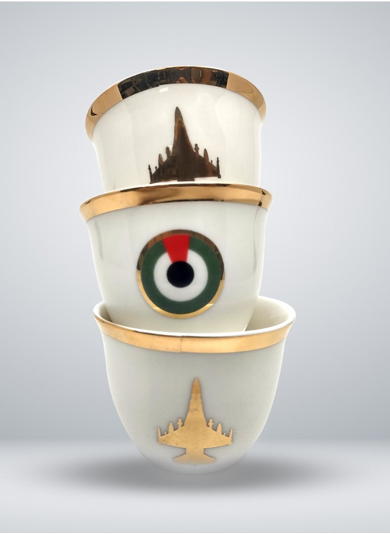 Ceramic Arabic Coffee mug F-16 UAE Gold