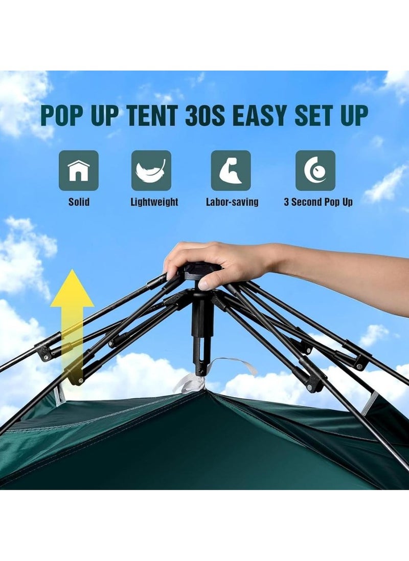 Pop Up Tent Double Doors Frame Garden Picnic Hiking Tent Light and Practical Popup Tent Waterproof for Camping for 3-4 People 200 * 200 * 135cm