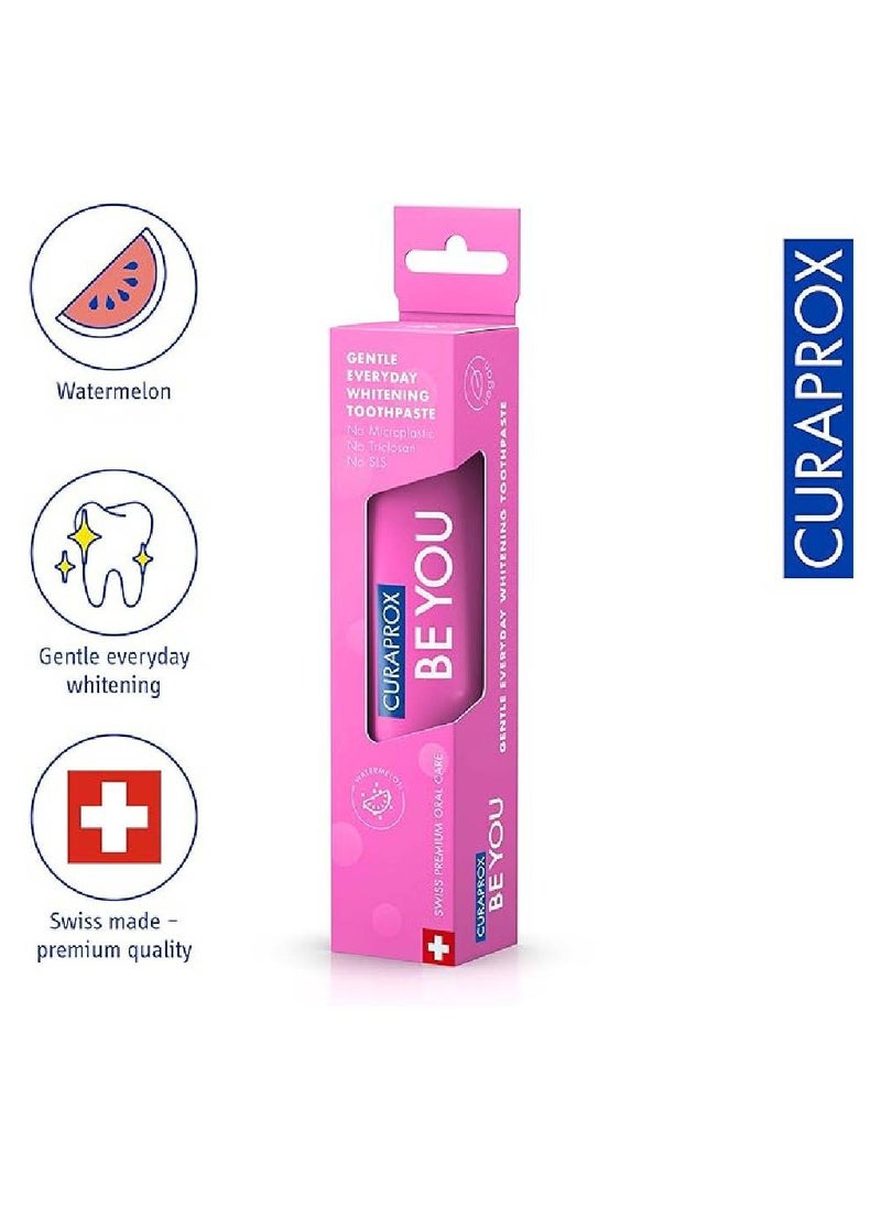 Curaprox Be You Watermelon Toothpaste Pink 60ML - Gentle Everyday Whitening Toothpaste