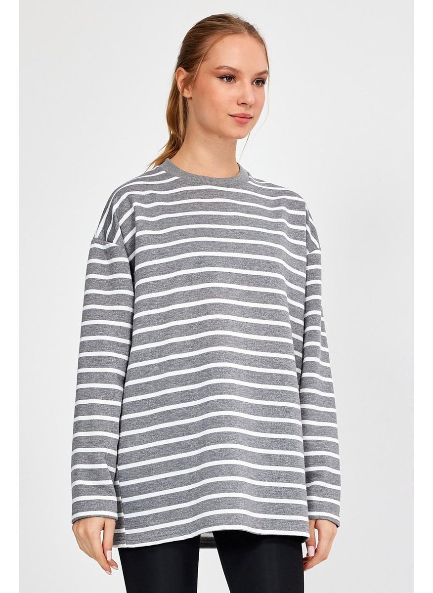 Alexandergardı Striped Oversize Basic Sweatshirt (B23-00158)