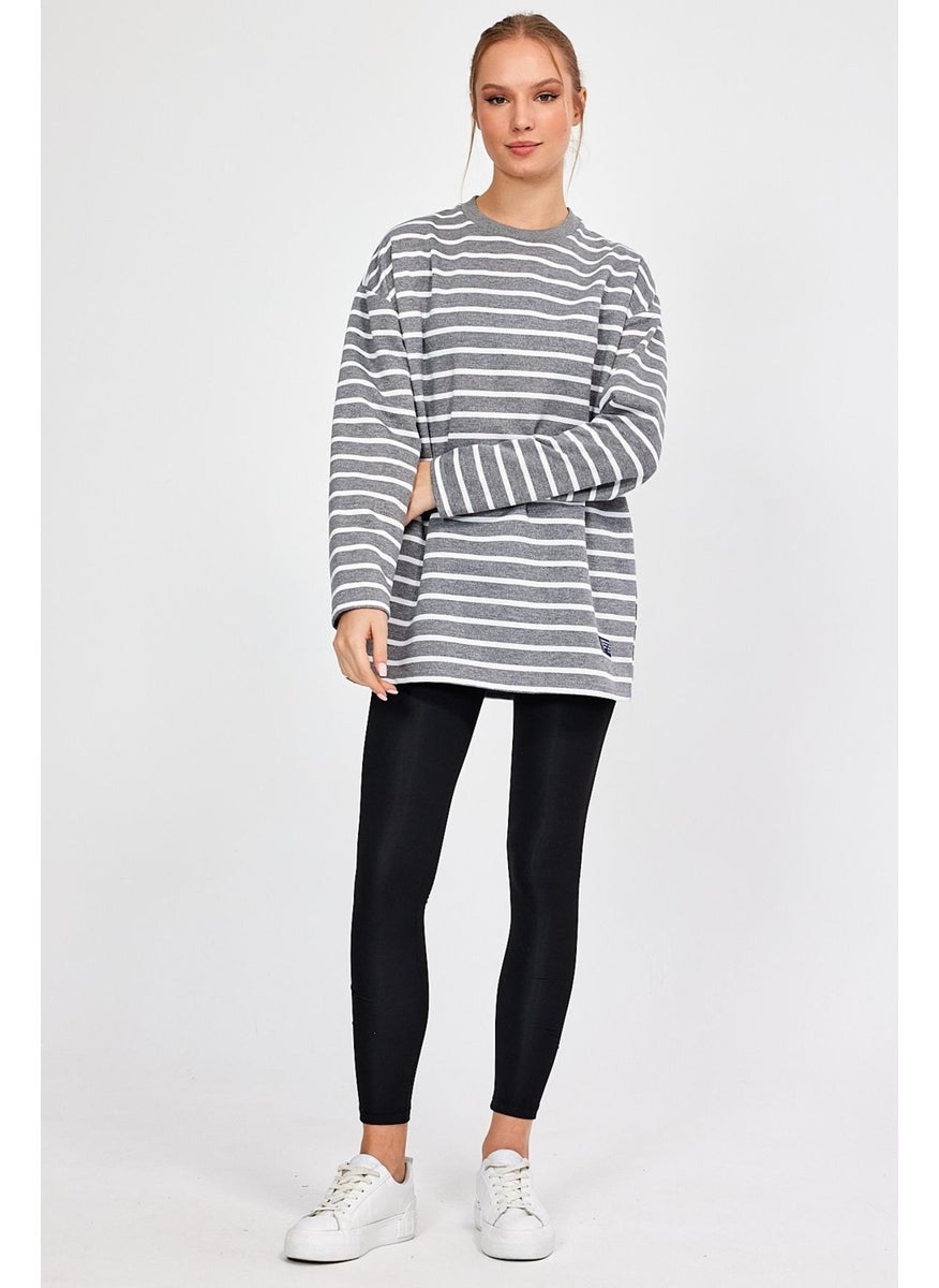 Alexandergardı Striped Oversize Basic Sweatshirt (B23-00158)