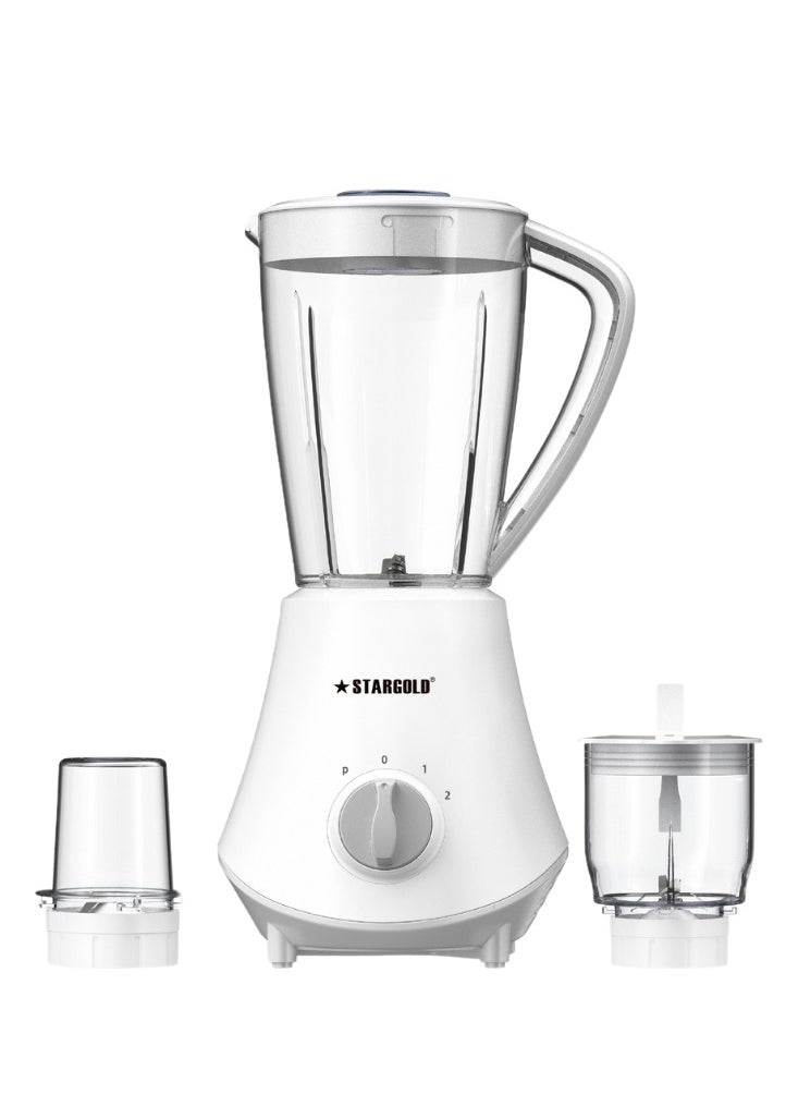 3-in-1 Blender 1.5L Capacity 600W Juicer Grinder, Chopper with Stainless Steel Blades, Safety Lock And Pulse Function