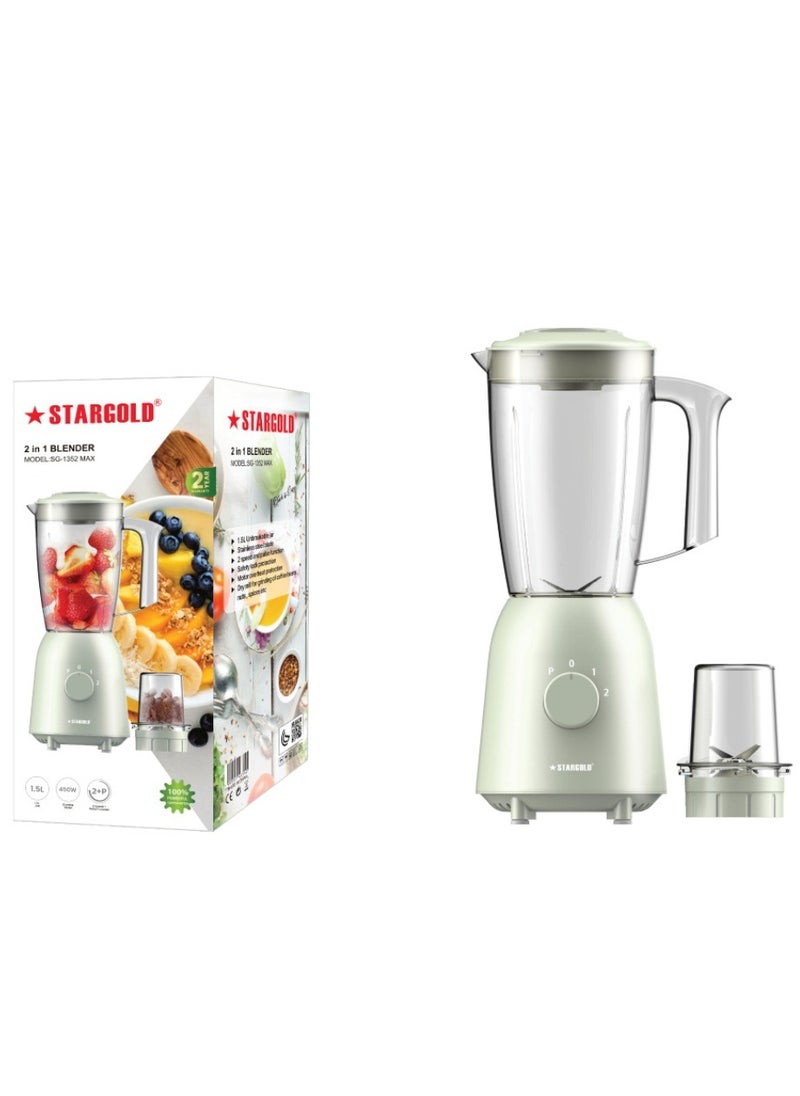 2-in-1 Blender 1.5L Capacity 650W, Pulse Function Multi-Purpose Blender for Smoothies, Soups, Sauces