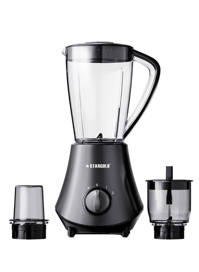 3-in-1 Blender 1.5L Capacity 600W Juicer Grinder, Chopper with Stainless Steel Blades, Safety Lock And Pulse Function