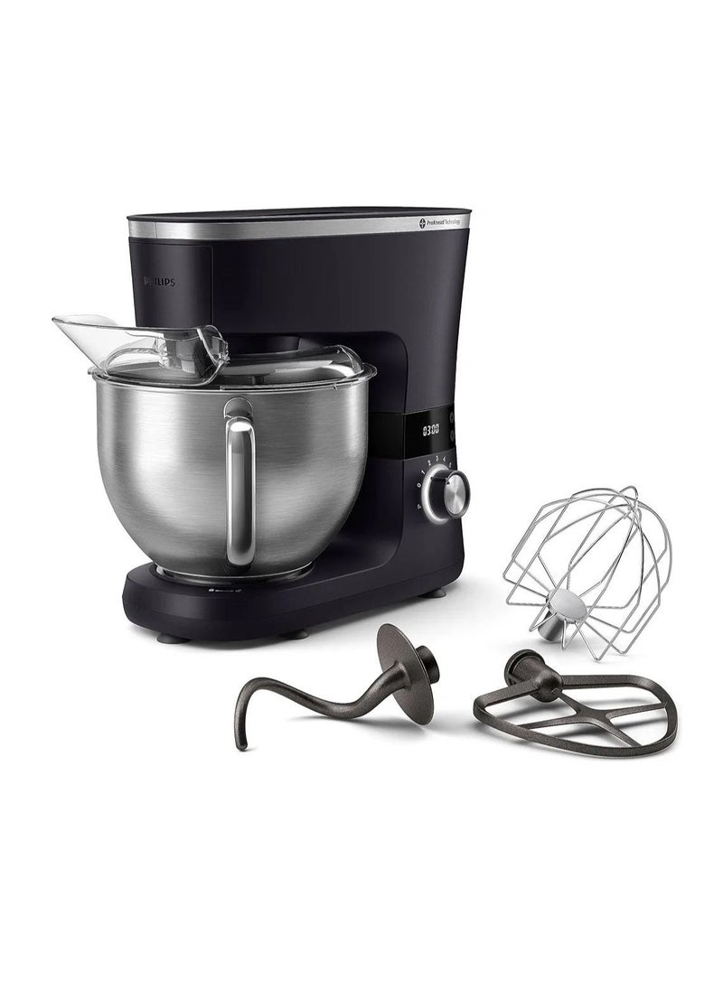 7000 Kitchen Machine - 1000w, 5.5l Bowl, Stand Mixer, Dough Hooks, Whisk & Beater, Splash Proof, 8 Speed Setting - Hr7962/01 Black