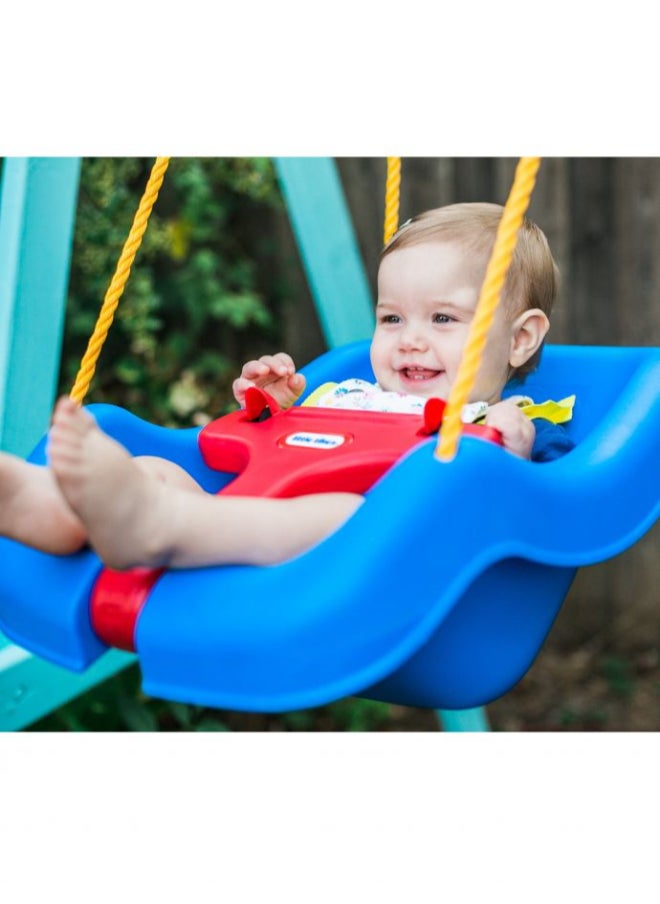 Little Tikes Snug 'n Secure Blue Swing with Adjustable Straps, 2-in-1 for Baby and Toddlers Ages 9 Months - 4 Years