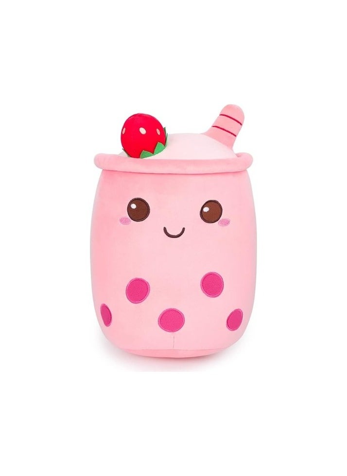 9.4 Inch Stuffed Bubble Tea Plush Strawberry Pillow Cartoon Cylindrical Milk Boba Tea Cup Color / Character:Colourful