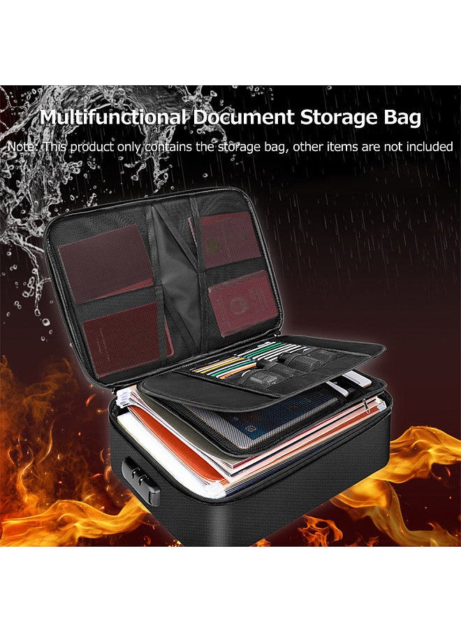 Multifunctional Multi-Layer Document Bag Large Capacity Fireproof Waterproof File Certificate Storage Bag with Password Lock