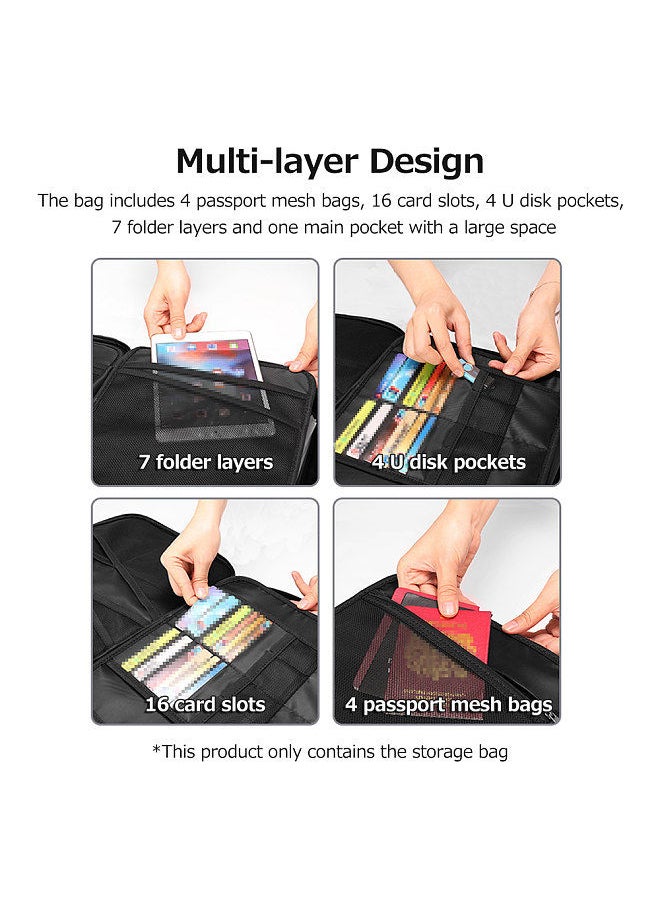 Multifunctional Multi-Layer Document Bag Large Capacity Fireproof Waterproof File Certificate Storage Bag with Password Lock