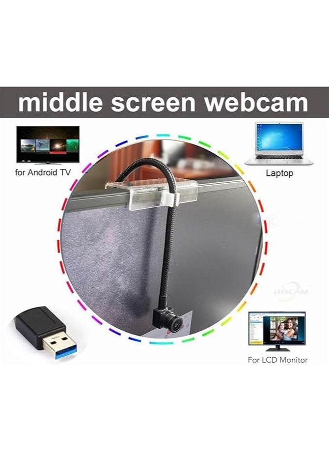 USB Center Webcam Built in Microphone for PC Laptop, 1080P Auto Focus 2MP Middle Screen Webcam, Plug and Play.