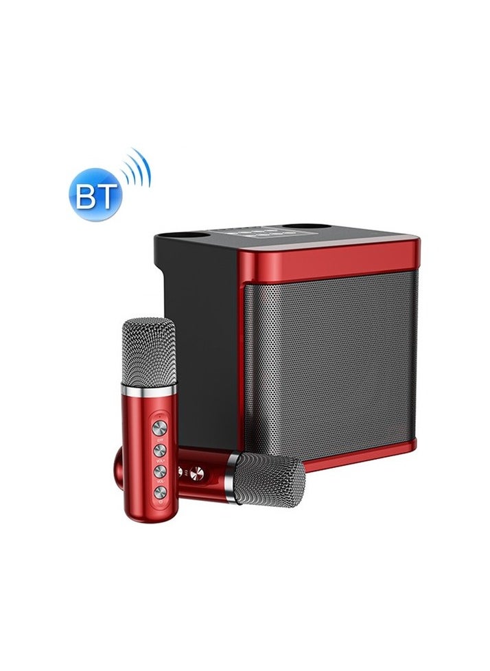 One Land YS-203 Bluetooth Karaoke Speaker Wireless Microphone Red Colour:Red Colour:Red