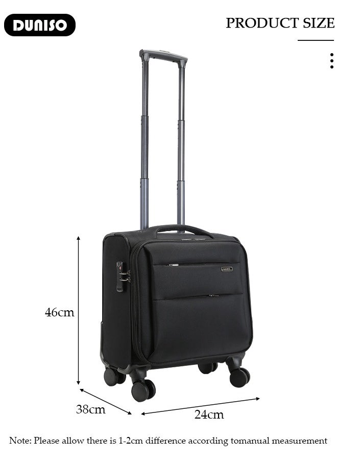 16 Inch Rolling Laptop Bag with 4 Wheels,Small Business Spinner Suitcase with Adjustable Pull Rod ,Carry-On Luggage Lightweight Trolley Luggage Bag for Men and Women Work Travel