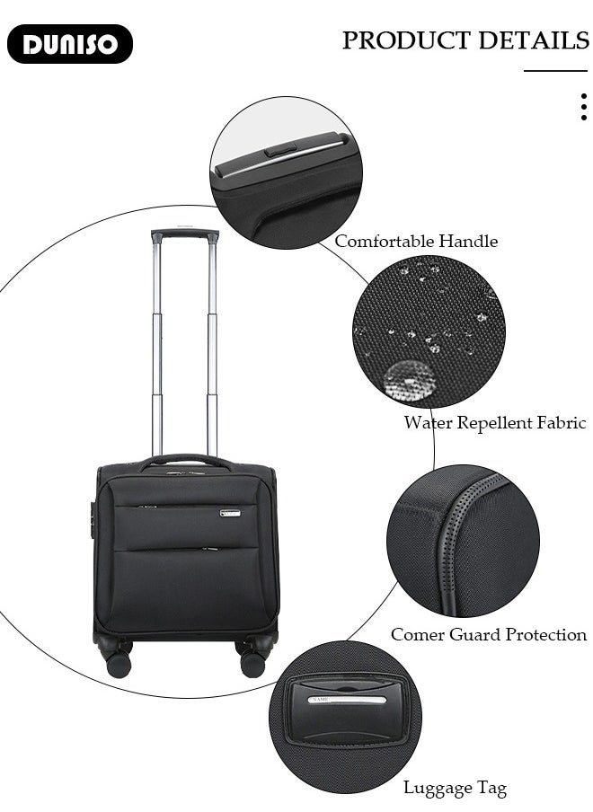 16 Inch Rolling Laptop Bag with 4 Wheels,Small Business Spinner Suitcase with Adjustable Pull Rod ,Carry-On Luggage Lightweight Trolley Luggage Bag for Men and Women Work Travel