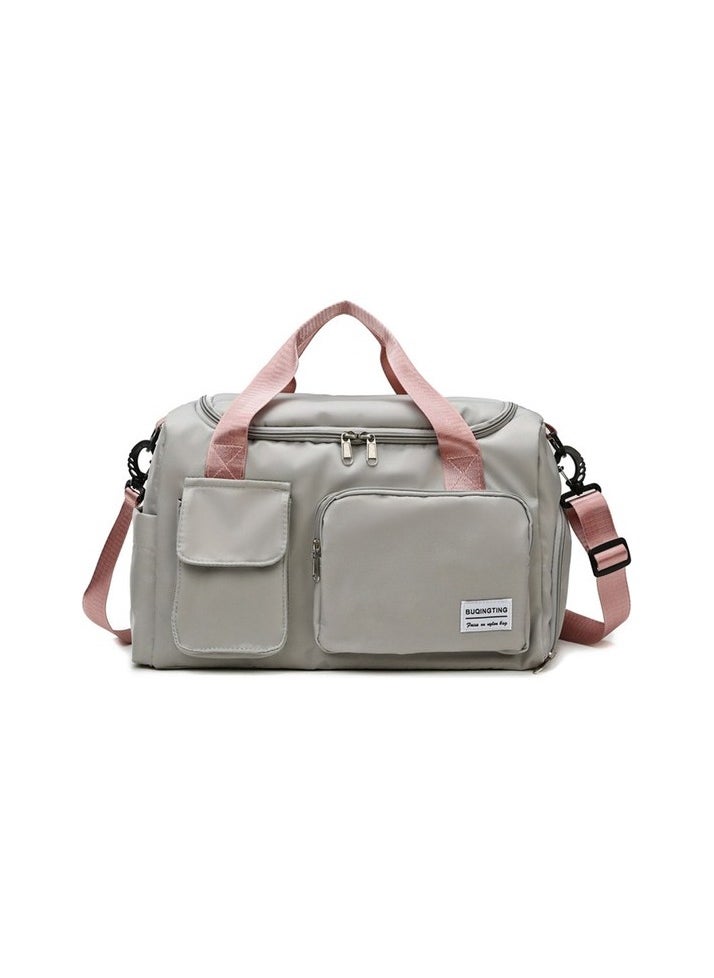 Travel Bag Luggage Bag Open Waterproof Nylon Messenger bag Colour:Gray - Pink