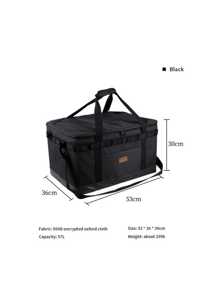 57L large capacity camp bag storage outdoor camp box multifunction hard storage (dormitory Seçenek:1 Colour:Black