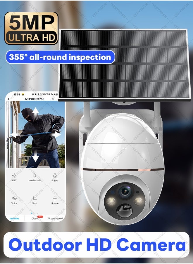 5MP Camera Wifi Outdoor Surveillance Security Camera Solar Panel Surveillance Cameras 8000mAh IP66 Wireless 2 Way Talk Detect